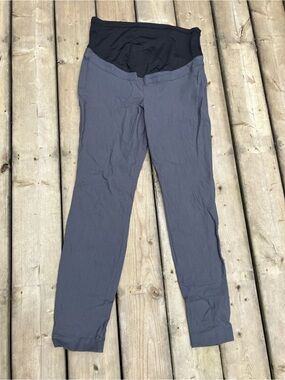 Maternity Stretch-Waist Grey Pants with Black Support Panel